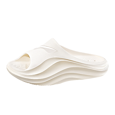 LiNing Abrasion Resistant Cushioning Slip Resistant Slide Slippers Unisex Ecru