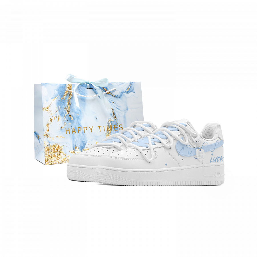 Nike Air Force 1 Anti Slip Wear Resistant Low Top Skateboard Shoes Unisex Blue White купить в интернет-магазине Yoocart с быстрой доставкой по России.