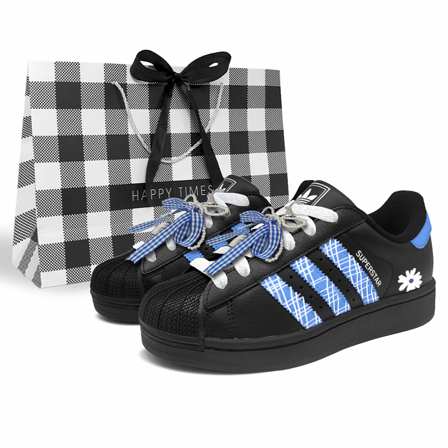 Adidas Originals Superstar 2 Skateboard Shoes Women's Low top Black Blue купить в интернет-магазине Yoocart с быстрой доставкой по России.
