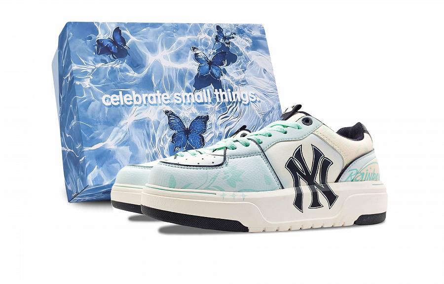 MLB Chunky Liner Wear-Resistant Height Increasing Low-Top Skateboard Shoes Unisex White Blue купить в интернет-магазине Yoocart с быстрой доставкой по России.