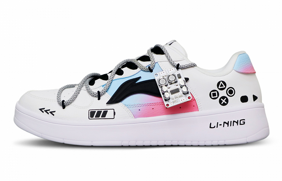 LiNing Sports Life Collection Anti-Slip And Wear-Resistant Breathable Low-Top Skateboard Shoes Men's White Pink Blue купить в интернет-магазине Yoocart с быстрой доставкой по России.