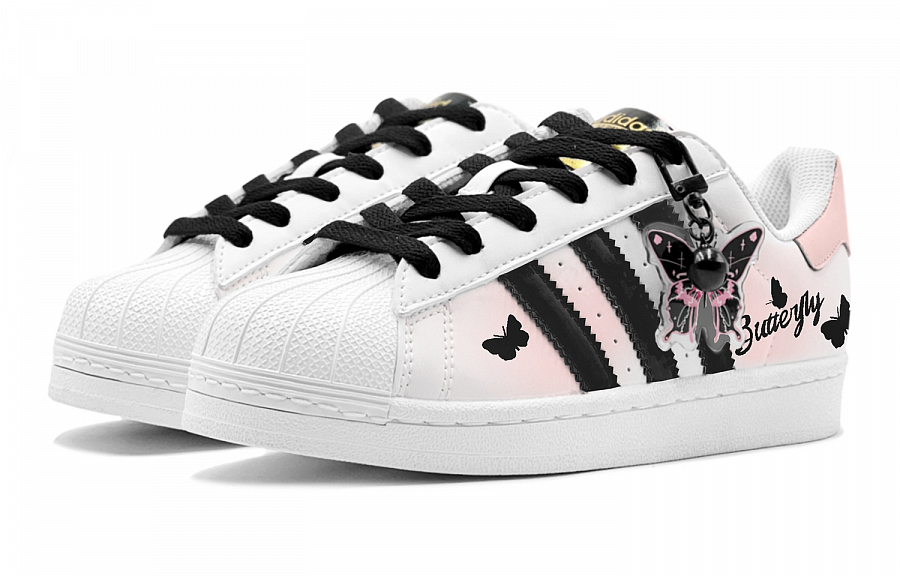Adidas Originals SUPERSTAR Pink Butterfly Dance Slip Resistant Low Top Casual Skateboard Shoes Unisex Black Pink купить в интернет-магазине Yoocart с быстрой доставкой по России.