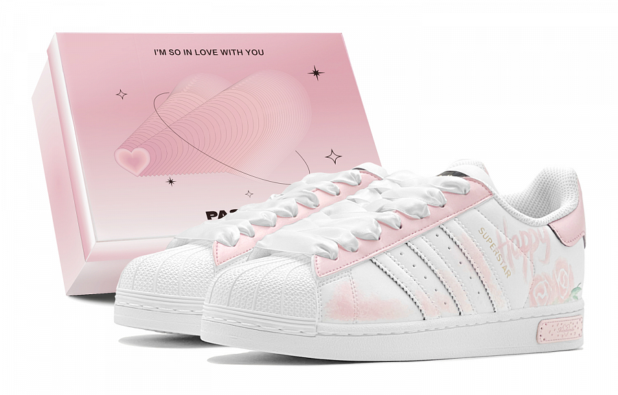 Adidas Originals SUPERSTAR Anti-Slip Wear-Resistant Low-Top Skateboard Shoes Unisex Pink White купить в интернет-магазине Yoocart с быстрой доставкой по России.