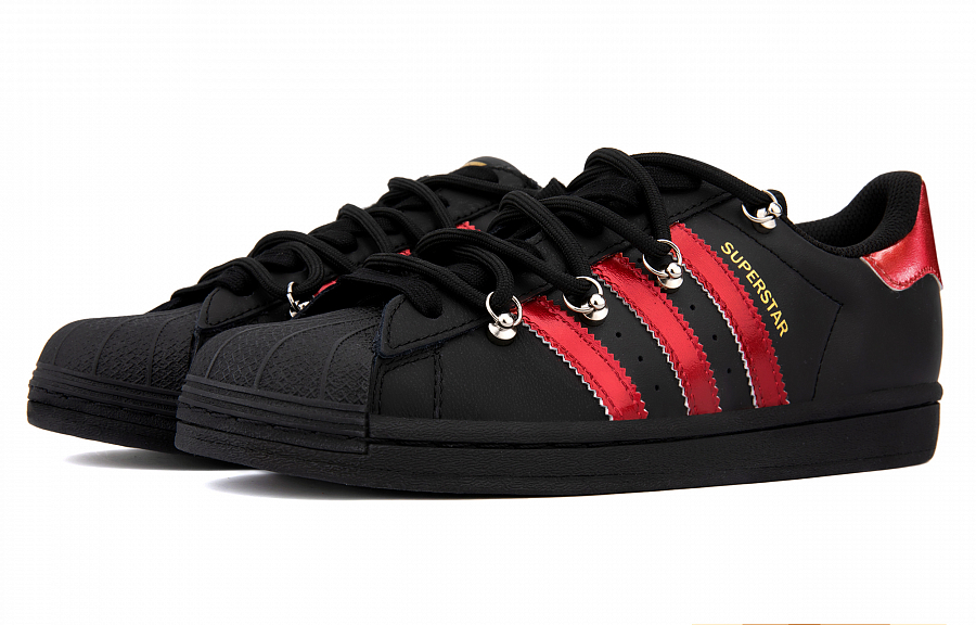 Adidas Originals SUPERSTAR Anti-Slip Wear-Resistant Low-Top Skateboard Shoes Unisex Black Red купить в интернет-магазине Yoocart с быстрой доставкой по России.