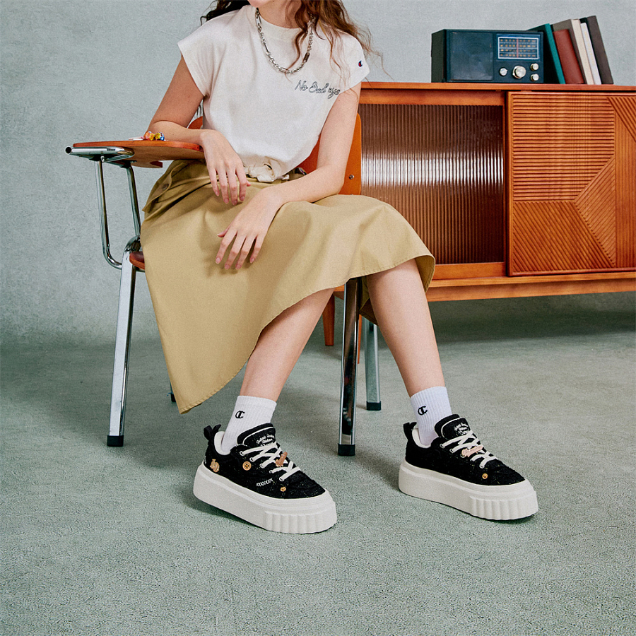 Champion Bakery Shoes Champ Creeper Low top Skateboard Shoes Women's Black White купить в интернет-магазине Yoocart с быстрой доставкой по России.