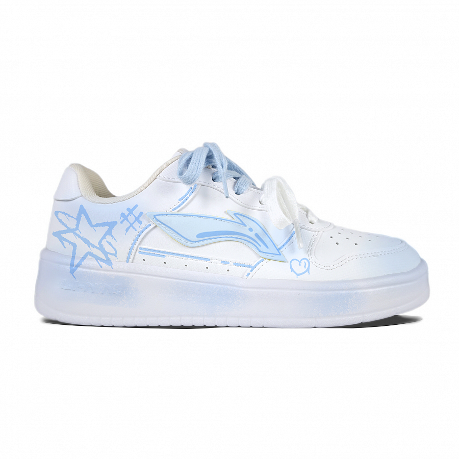 LiNing Pontoon Boats Blue Pink Stars Slip Resistant Shock Absorbers Lightweight Low top Skateboard Shoes Unisex White купить в интернет-магазине Yoocart с быстрой доставкой по России.