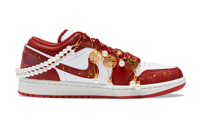 Jordan Air Jordan 1 Cushioning Anti-Slip And Wear-Resistant Low-Top Vintage Basketball Shoes Unisex Burgundy