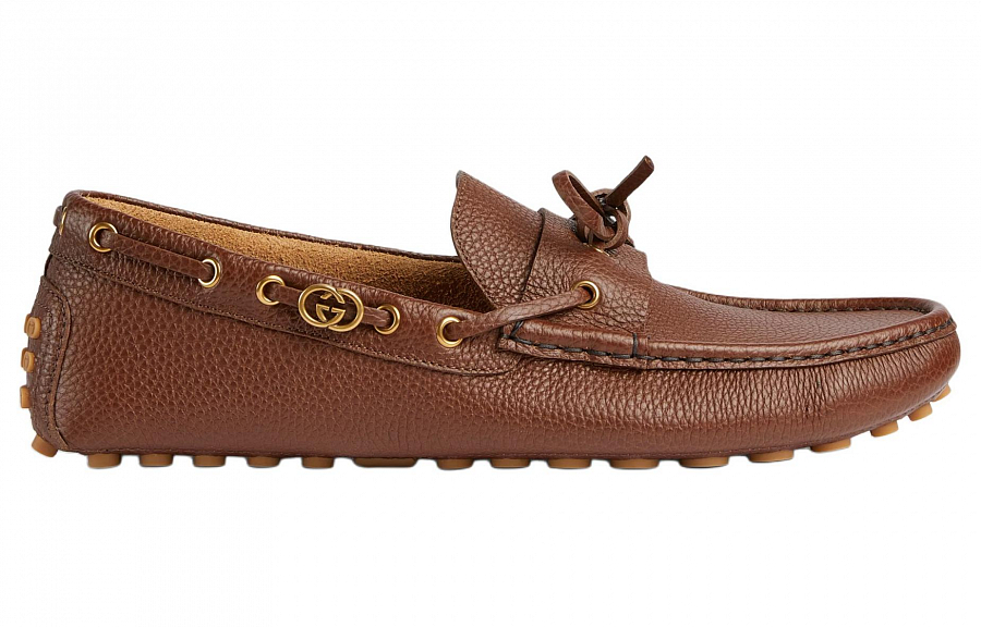 GUCCI Interlocking Gommino Loafers Men's Brown купить в интернет-магазине Yoocart с быстрой доставкой по России.