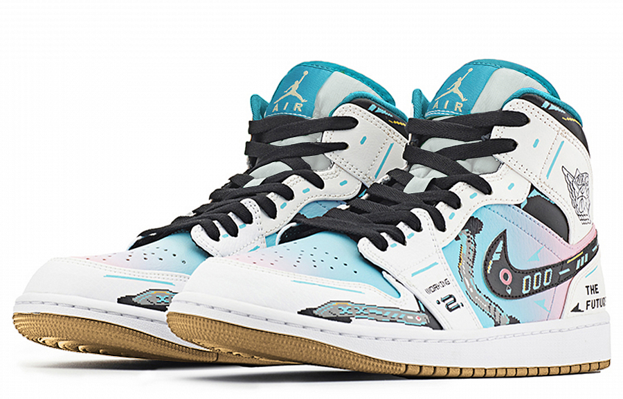 Jordan Air Jordan 1 Mid top Vintage Basketball Shoes Men's Blue Pink купить в интернет-магазине Yoocart с быстрой доставкой по России.